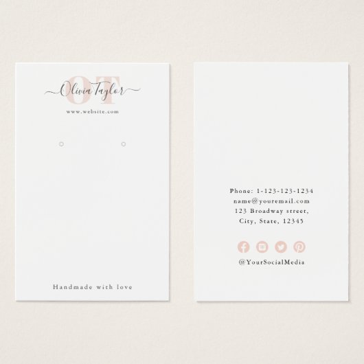 モノグラムミニマルスモダンクリプトピンクのイヤリング表示 (正面&裏面)