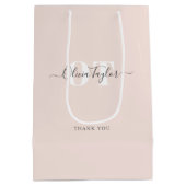 モノグラムミニマルスモダンクリプト赤面パーソナライズされた ミディアムペーパーバッグ (裏面)