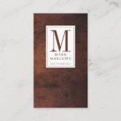 モノグラムミニマルダークブラウン皮革のテクスチャ 名刺 (正面)