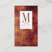 モノグラムミニマルテラコッタブラウンレザーテクスチャ 名刺 (正面)