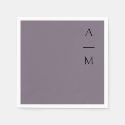 モノグラムミニマルトレンディーシックダスティパープル結婚ズ スタンダードカクテルナプキン (正面)