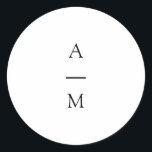 モノグラムミニマルトレンディーシック白黒結婚ズ ラウンドシール<br><div class="desc">ミニマリストモノグラムトレンディーシック結婚タイポグラフィのクラシックブラックアンドホワイトのラウンドステッカー</div>