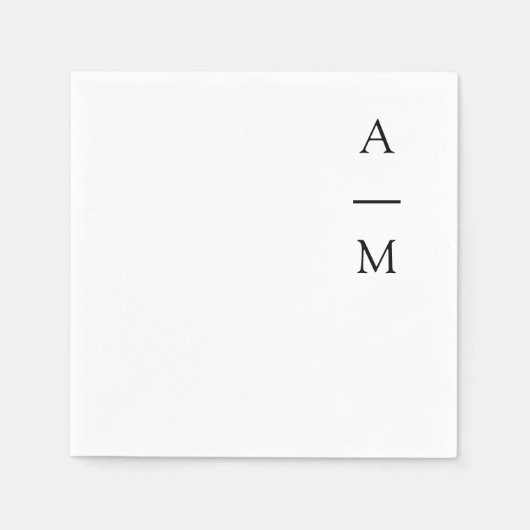 モノグラムミニマルトレンディーシッ結婚ク白黒 スタンダードカクテルナプキン (正面)