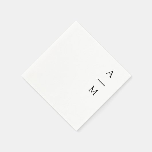 モノグラムミニマルトレンディーシッ結婚ク白黒 スタンダードカクテルナプキン (角)