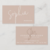 モノグラムミニマルナチュラルルックピンク 名刺 (正面/裏面)
