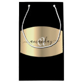 モノグラムミニマルネーム金ゴールドブラックファッションブティック スモールペーパーバッグ (裏面)