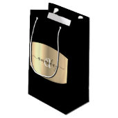 モノグラムミニマルネーム金ゴールドブラックファッションブティック スモールペーパーバッグ (裏面アングル)