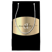 モノグラムミニマルネーム金ゴールドブラックファッションブティック スモールペーパーバッグ (正面)