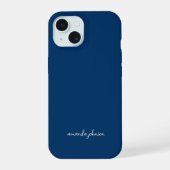 モノグラムミニマルフルネームDark Navy Blueを追加 iPhone 15ケース (裏面)