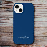 モノグラムミニマルフルネームDark Navy Blueを追加 iPhone 15ケース<br><div class="desc">濃い青シンプル色の背景にモダン白い筆記体のモノグラム</div>