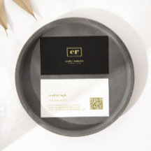 モノグラムミニマルブラックリネン金ゴールドタイポグラフィ