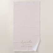 モノグラムミニマルモダンスタイリッシュ赤面ピンク金ゴールド ビーチタオル (正面)