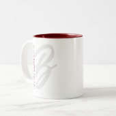 モノグラムミニマルモダンタイポグラフィダークレッドはっきりした ツートーンマグカップ (正面左)