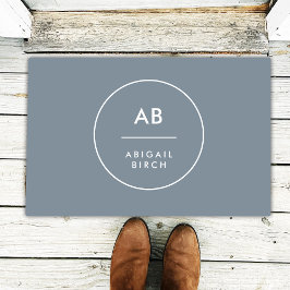 モノグラムミニマルモダンデュスキーブルーグレー ドアマット