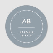 モノグラムミニマルモダンデュスキーブルーグレー 名札 (正面)