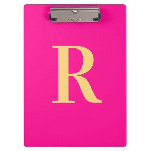 モノグラムミニマルモダンホットピンク クリップボード (正面)