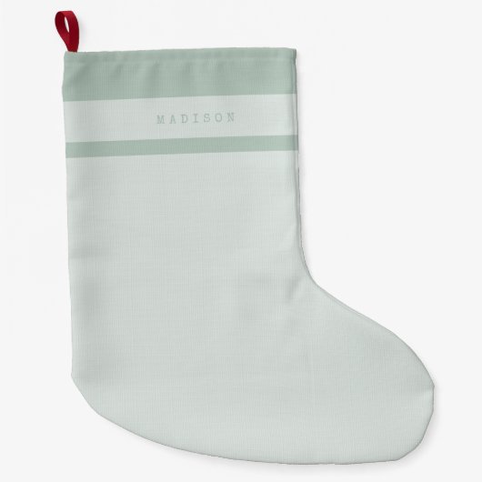 モノグラムミニマルモダンリストパステルグリーン名 ラージクリスマスストッキング (正面)