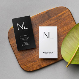 モノグラムミニマルモダン白黒垂直 名刺