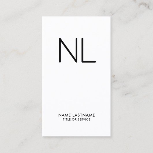 モノグラムミニマルモダン白黒垂直 名刺 (正面)