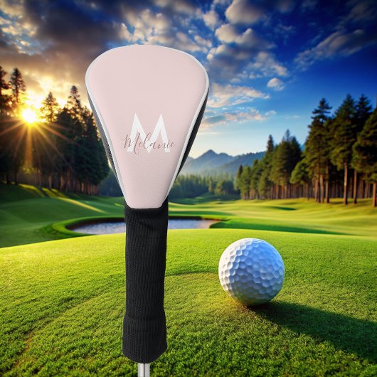 モノグラムミニマルモダン赤面ピンク ゴルフヘッドカバー