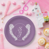 モノグラムミニマルラベンダーパープル結婚ズ ペーパープレート (パーティー)