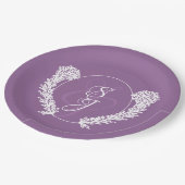 モノグラムミニマルラベンダーパープル結婚ズ ペーパープレート (アングル)