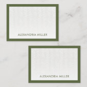 モノグラムミニマル名ヘリンボーンオリーブ ノートカード (正面/裏面)