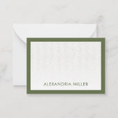 モノグラムミニマル名ヘリンボーンオリーブ ノートカード (裏面)