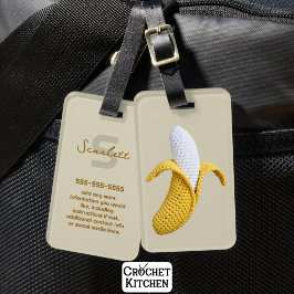 モノグラムミニマル名モダンクロチェットバナナ ラゲッジタグ