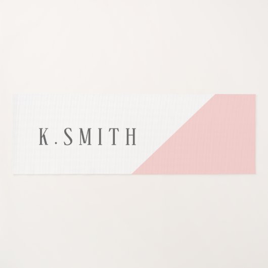 モノグラムミニマル白とピンク幾何学模様 ヨガマット (正面(横))