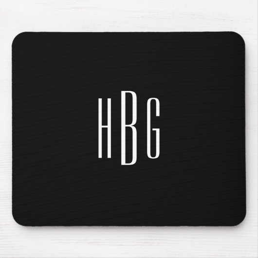 モノグラムミニマル白黒イニシャル マウスパッド (正面)