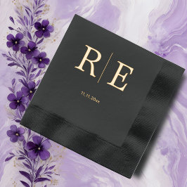 モノグラムミニマル結婚リスト 箔ナプキン