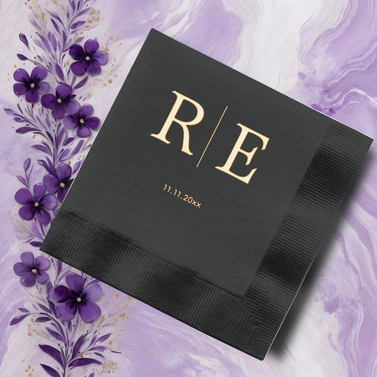 モノグラムミニマル結婚リスト 箔ナプキン