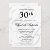モノグラムミニマル30th誕生日パーティー 招待状 (正面/裏面)