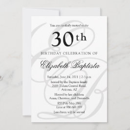 モノグラムミニマル30th誕生日パーティー 招待状
