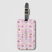 モノグラムミルクシェイクかわいい赤面ピンクレトロギフト ラゲッジタグ (正面縦)