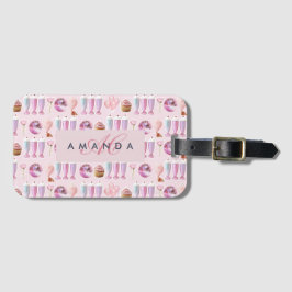 モノグラムミルクシェイクかわいい赤面ピンクレトロギフト ラゲッジタグ