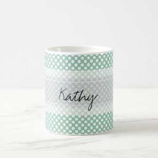 モノグラムミントグリーンキュートシック水玉模様パターン コーヒーマグカップ
