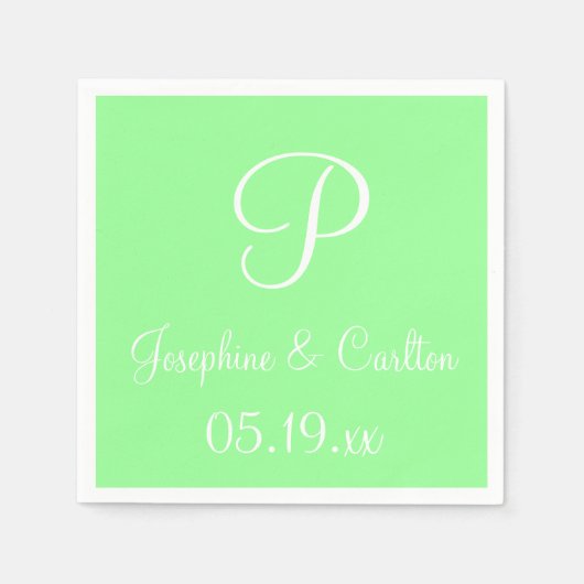 モノグラムミントグリーンハイエンドカラーコーディネートNa スタンダードカクテルナプキン (正面)