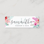 モノグラムミントピンクフローラ水彩花束 スキニー名刺 (正面)