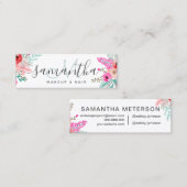 モノグラムミントピンクフローラ水彩花束 スキニー名刺 (正面/裏面)