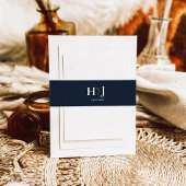 モノグラムムーディブルゴーニュ海軍ブルー結婚ズ 招待状ベリーバンド