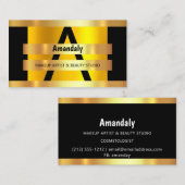 モノグラムメイクアップアーティストヘアサロンブラック金ゴールドVIP 名刺 (正面/裏面)