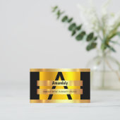 モノグラムメイクアップアーティストヘアサロンブラック金ゴールドVIP 名刺 (スタンド正面)