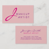 モノグラムメイクアップアーティストベビーピンク背景 名刺 (正面/裏面)