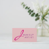 モノグラムメイクアップアーティストベビーピンク背景 名刺 (スタンド正面)