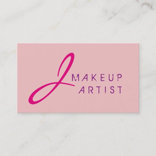 モノグラムメイクアップアーティストベビーピンク背景 名刺 (正面)