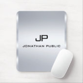 モノグラムメタリックシルバールックテンプレート垂直 マウスパッド (マウス)