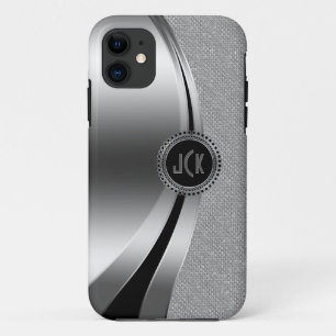 モノグラムメタリックシルバー&ダイヤモンドグリッター iPhone 11 ケース