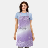 モノグラムメタリックバイオレットパープルドリッピンググリッター エプロン (着用した状態)
